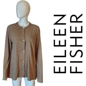 Eileen Fisher By Garnet Hill Mandarin Collar Organic Pima Cotton Sleep Shirt